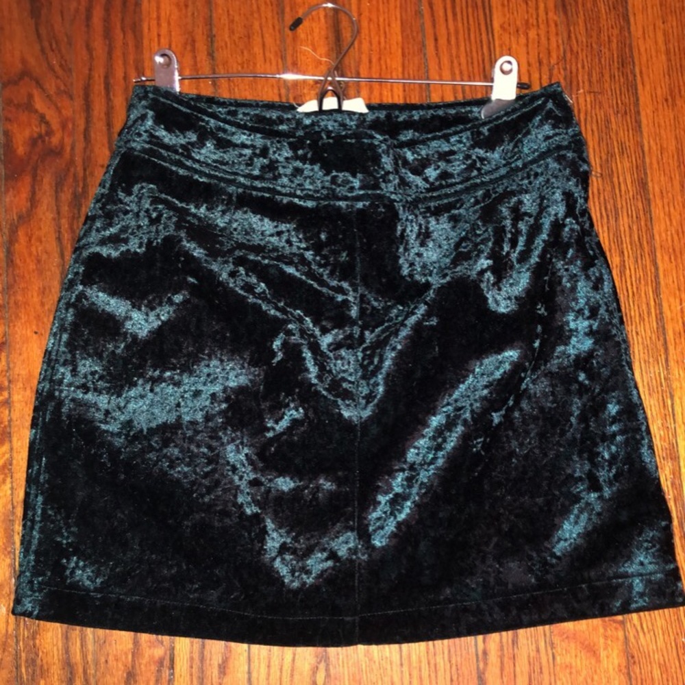 Emerald velvet mini skirt